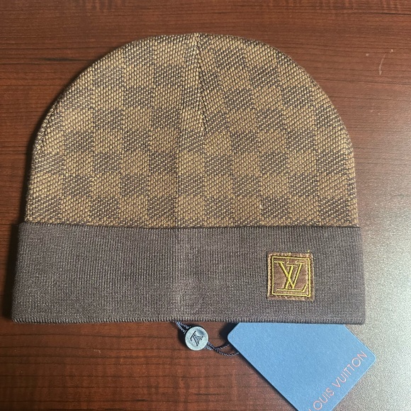Louis Vuitton Tan and Brown Patterned Beanie